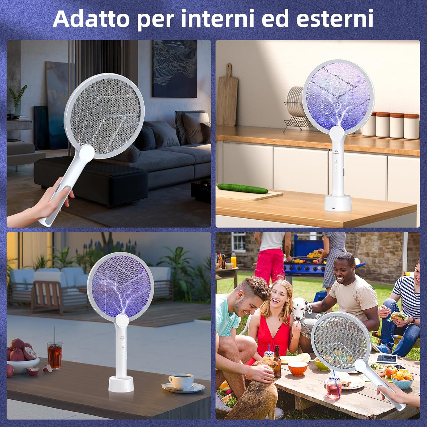 Thumbnail 5 de PALONE Racchetta Zanzare Elettrica Ricaricabile 4000V con USB-C – 3 Strati, LED UV