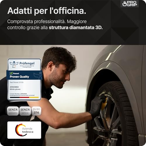 Detalle 2 de ARNOMED PROGRIP Nitrile Diamond 50x Guanti L Nero – Extra resistenti, finitura diamantata