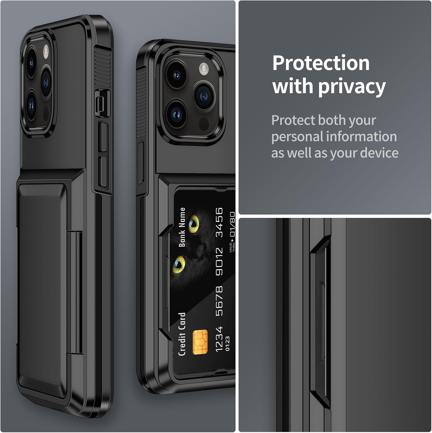 Thumbnail 6 de Aolcev iPhone 14 Pro Case with Card Holder: Heavy-Duty, Slim Wallet Solution