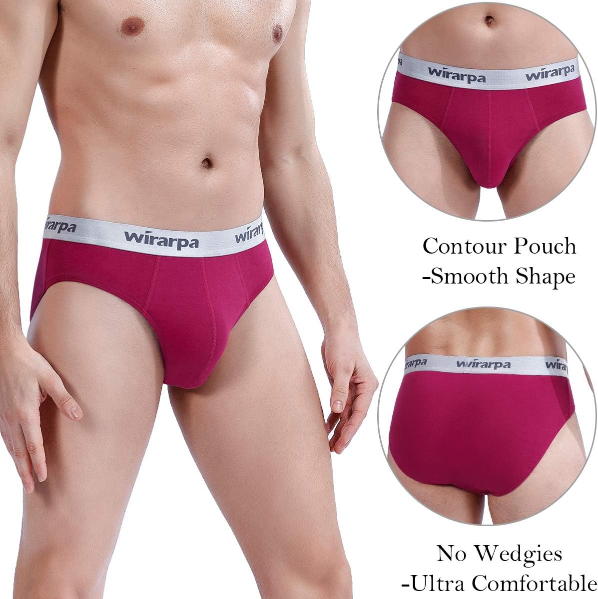 Detalle de wirarpa Men’s Briefs Underpants in Cotton with Soft Wide Waistband (No Fly) – Basic Everyday Comfort