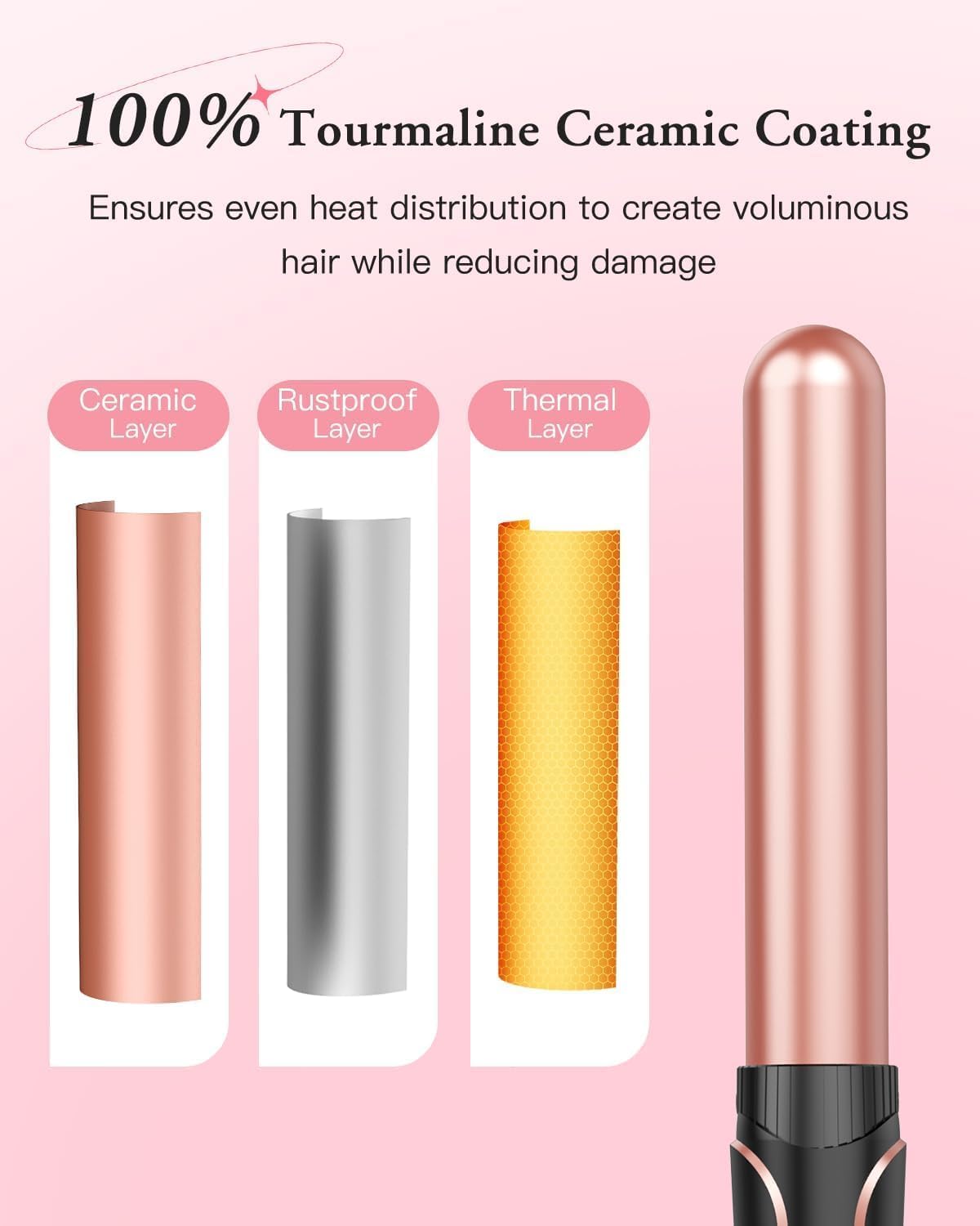 Thumbnail 4 de BESTOPE PRO Fer à Boucler 5-en-1 3 barils Or Rose