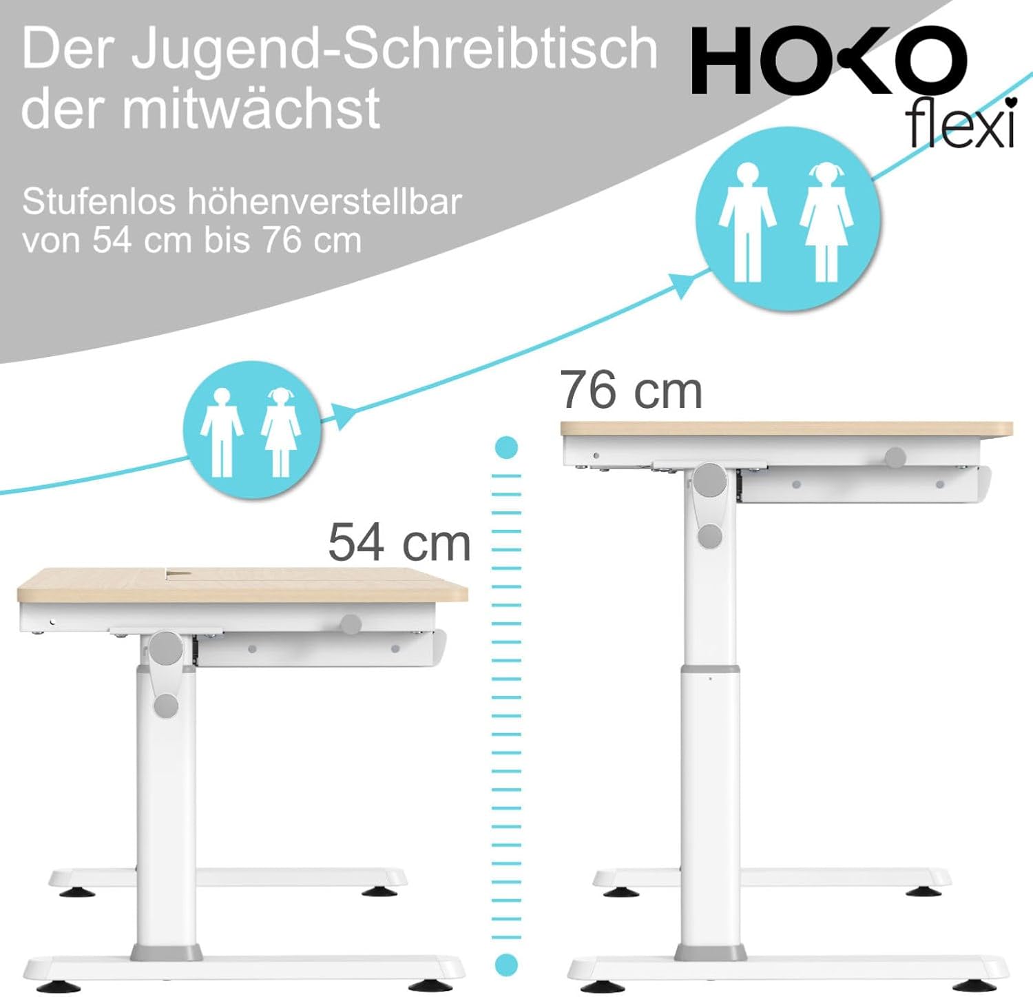 Thumbnail 2 de HOKO Kinderschreibtisch Höhenverstellbar 120x60 cm