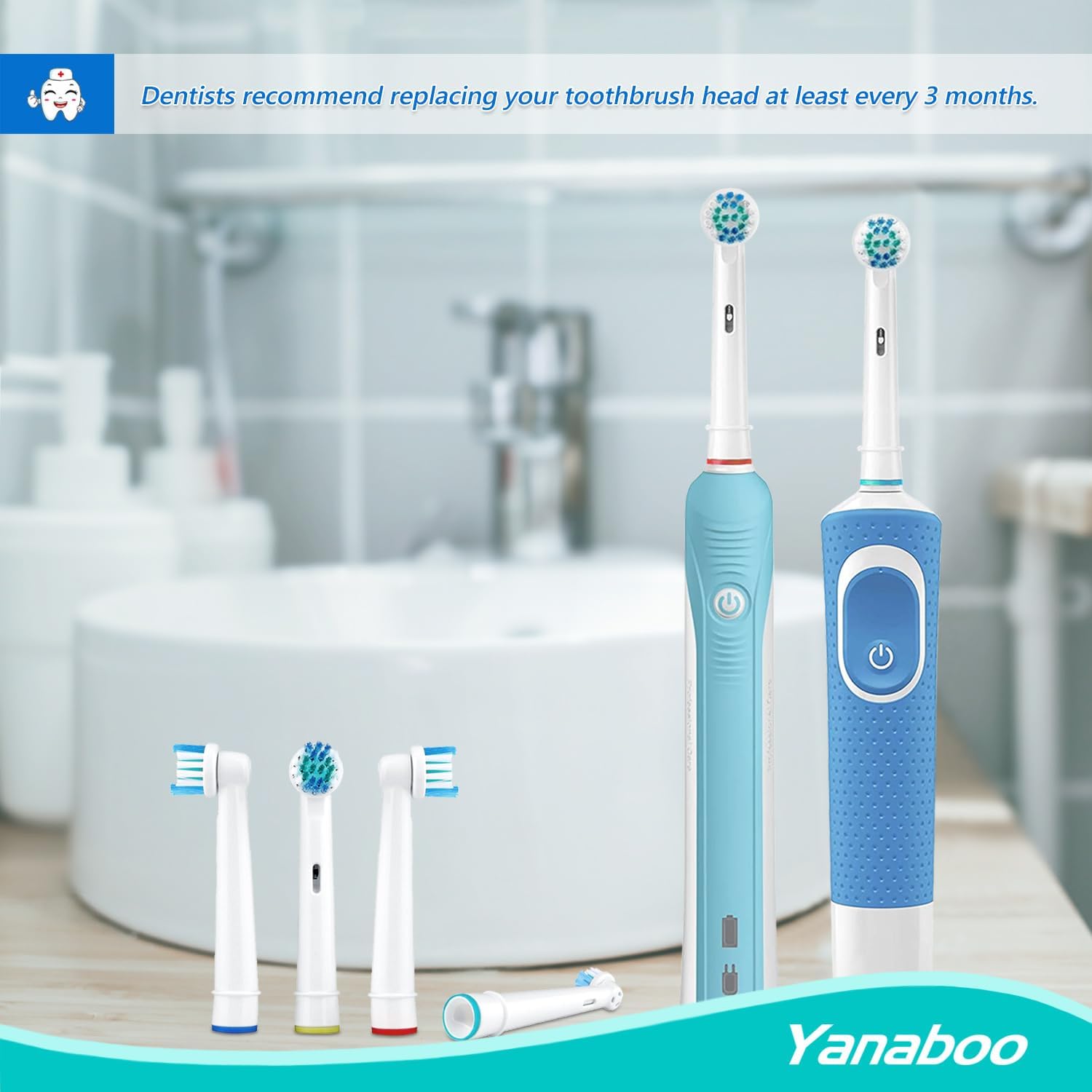 Thumbnail 5 de Yanaboo compatible replacement toothbrush heads for Braun & Oral-B electric models (8 pack, white)