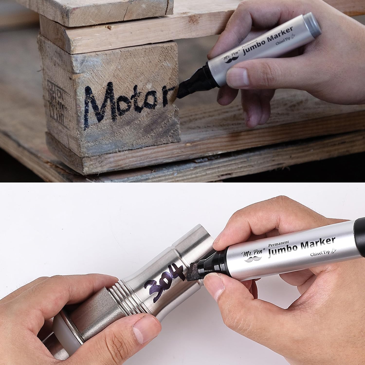 Detalle 2 de Mr. Pen PMHJ008M310 Jumbo Permanent Markers, 4-Pack, Black Chisel Tip