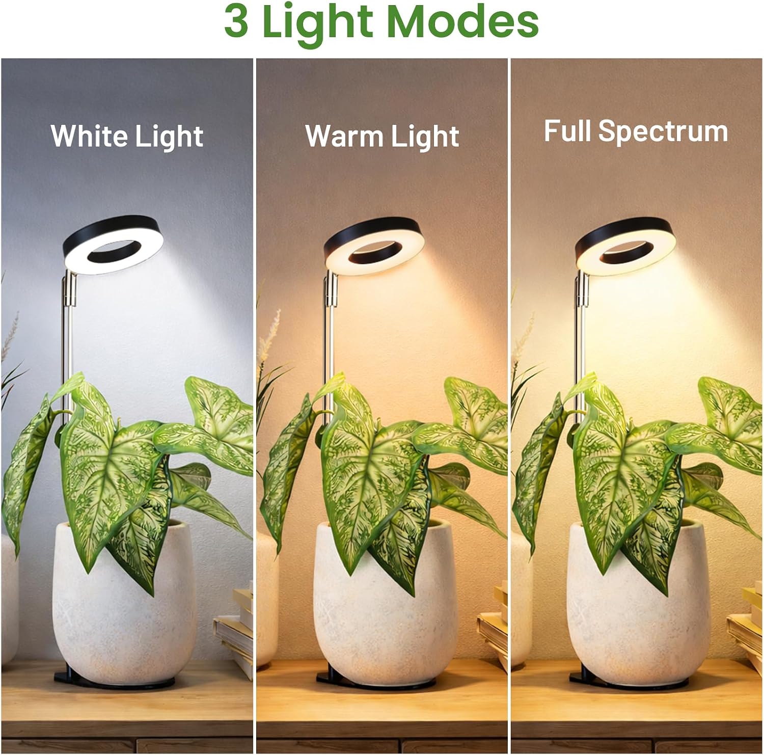 Detalle de LBW A0212 Full-Spectrum Halo Grow Light, 48 LEDs, Adjustable Height and Timer
