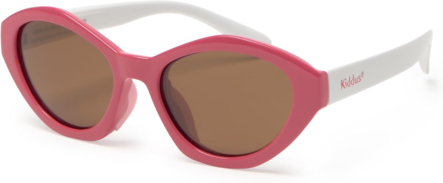Kiddus Occhiali da Sole per Bambina 4-8 Anni – Polarizzati UV400 CAT3, Montatura TR90 Flessibile