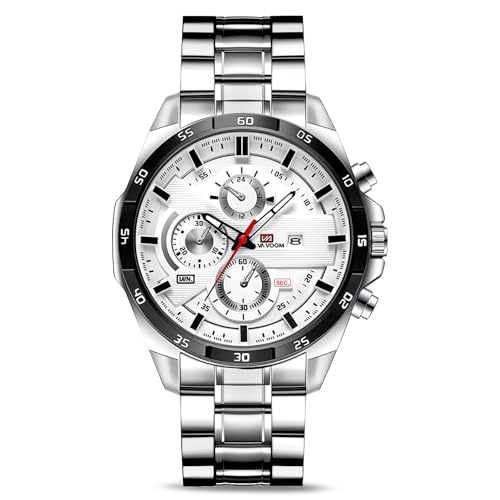 Detalle de OFFCUP Reloj para Hombre 50 mm Cronógrafo Impermeable con Correa de Acero Inoxidable y Fecha Automática