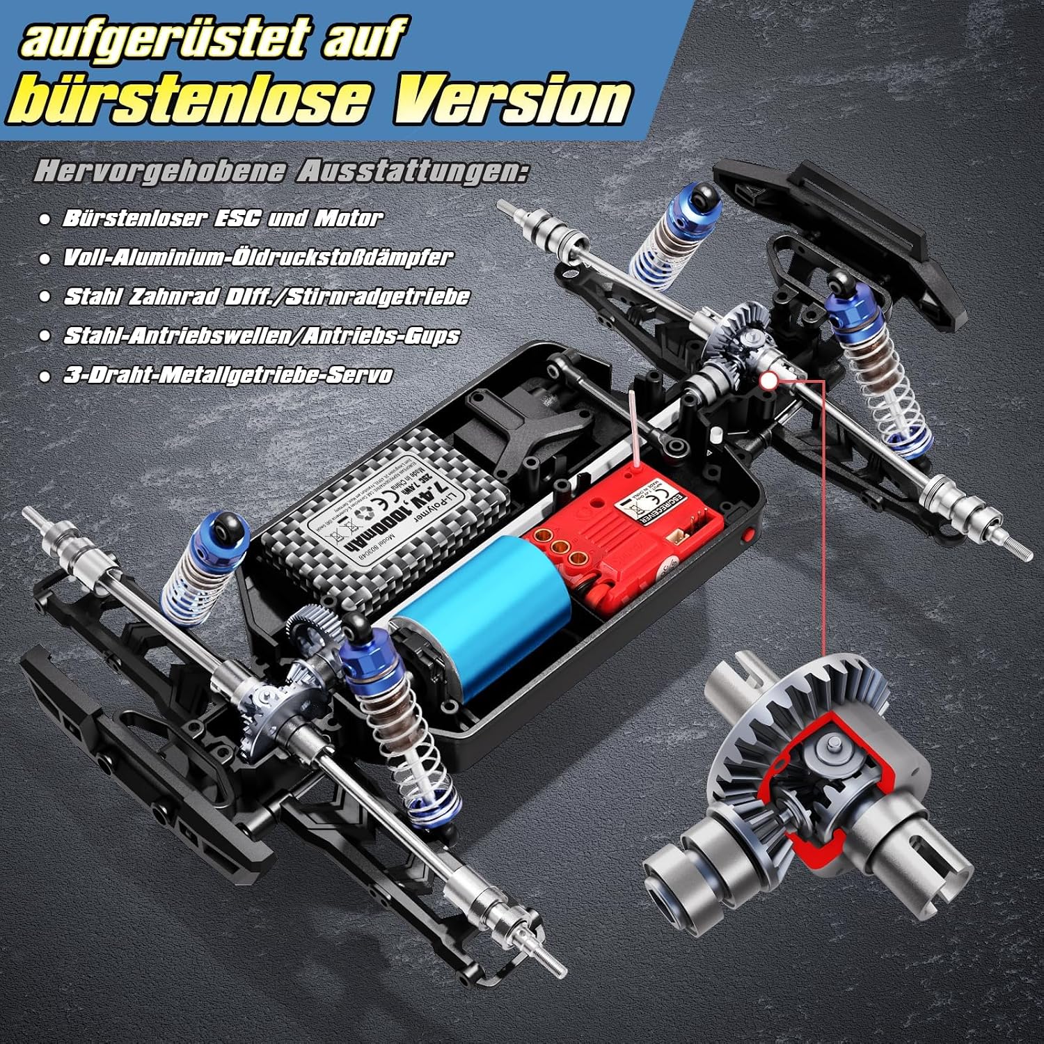 Detalle 2 de HAIBOXING 1:18 ferngesteuertes Auto 2,4 GHz All Terrain Monster 48+ km/h
