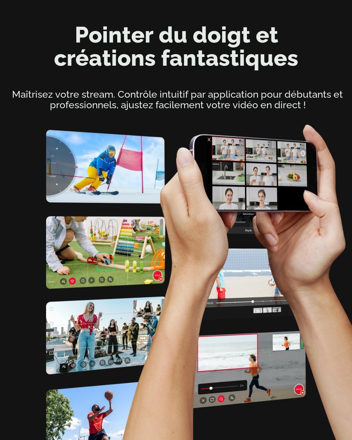 Detalle de OBSBOT Tail Air NDI 4K: la caméra PTZ auto-suivie idéale pour le streaming en direct