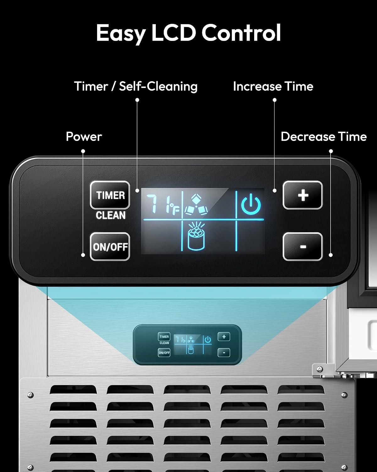 Detalle 1 de EUHOMY CIM007-0814 Nugget Ice Maker, 70 lb/day, Dual Baskets & 24-Hour Timer