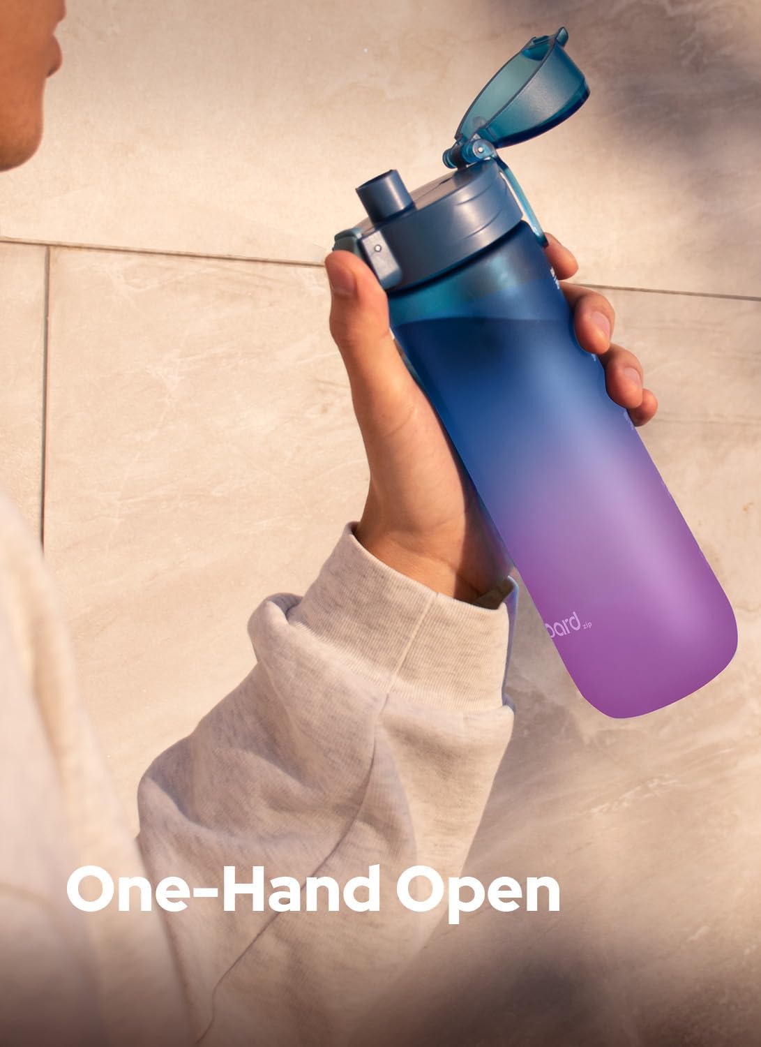 Detalle 2 de Opard 600ml Tritan Zip Bottle with dishwasher-safe flip-top lid (BPA free, leakproof)