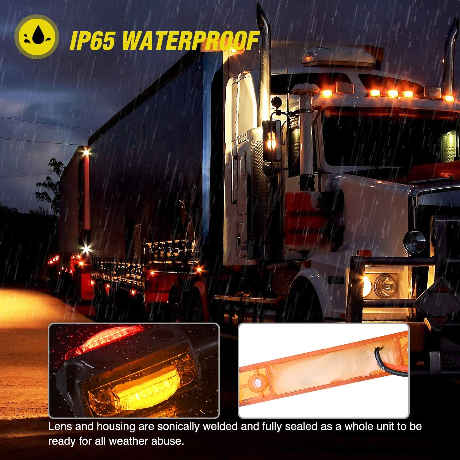 Thumbnail 4 de Nilight 2PCS LED Trailer Fender Lights (Amber Front / Red Rear) — Pre-Wired Clearance Marker Lamp for Trucks, Camper & RV