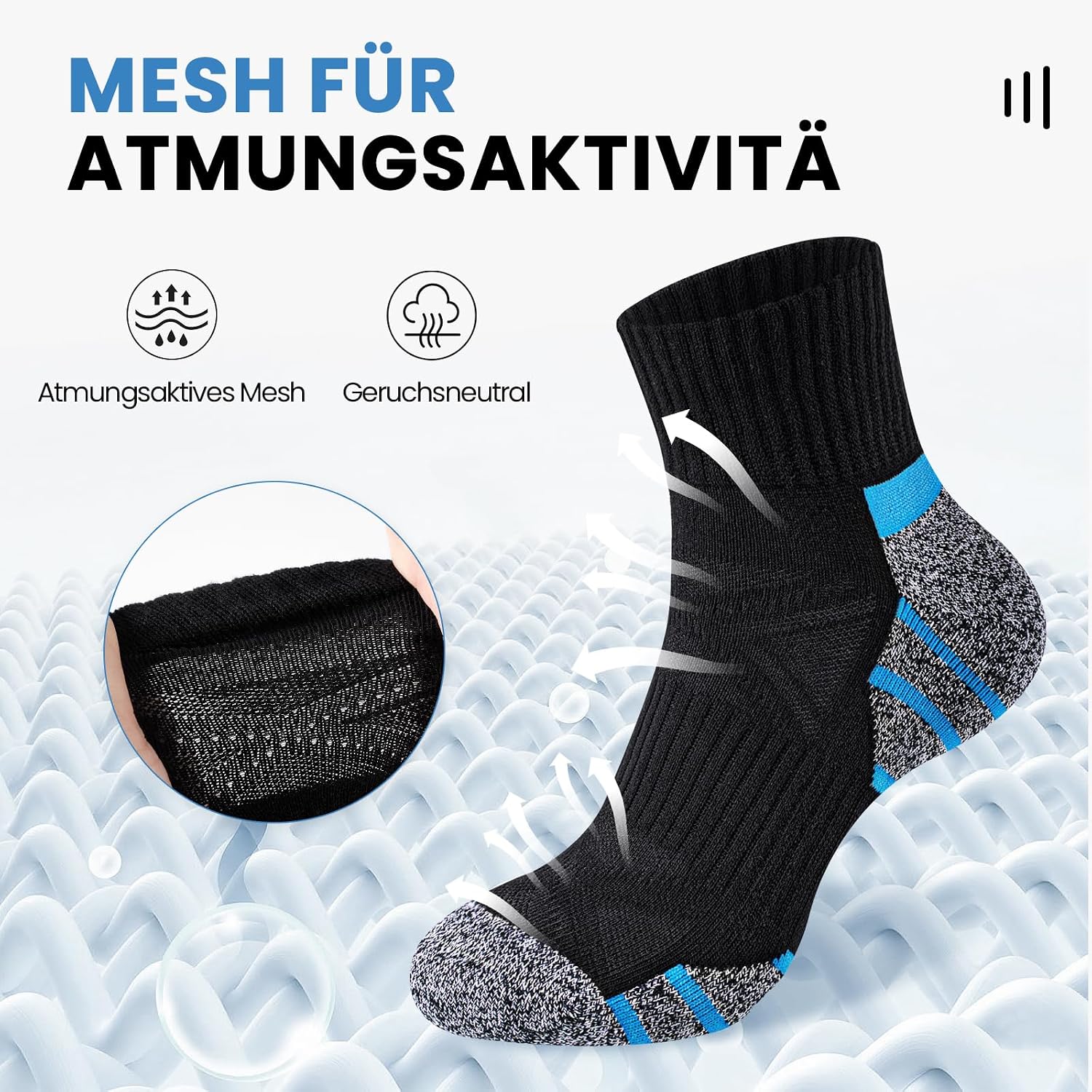Thumbnail 4 de Stoeury Sneaker Socken Herren – Quarter Socken mit Frotteesohle, Nahtlose Zehen, atmungsaktiv 6 Paar
