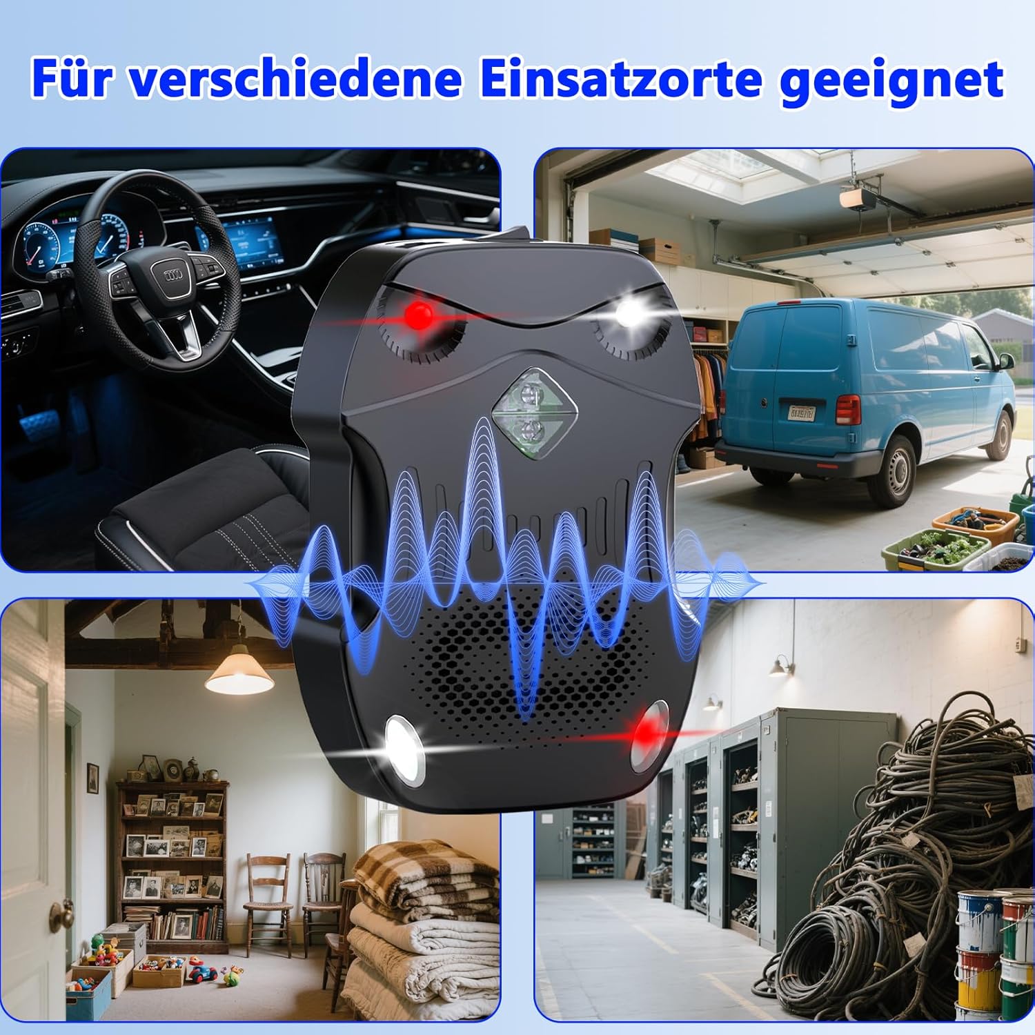 Thumbnail 6 de Morole Marderschreck Auto 80㎡ | 3-IN-1 Stromversorgung, Ultraschall, Blitzlicht & Alarmton – flexibel einsetzbar