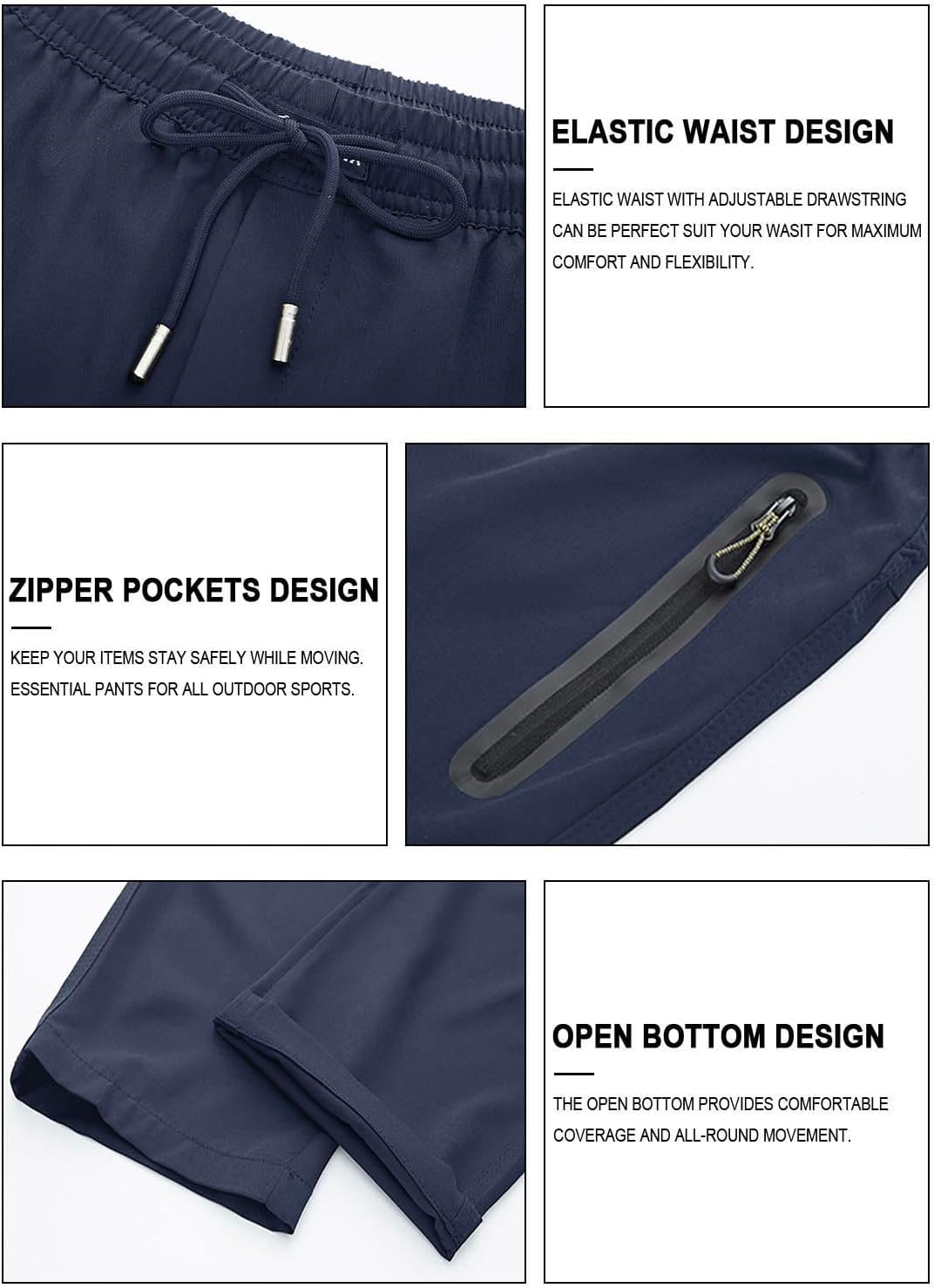 Detalle 2 de JHMORP Men's Athletic Pants, Lightweight Quick-Dry 4-Way Stretch