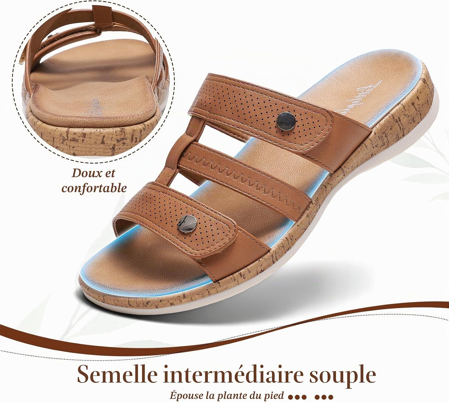 Detalle de Littleplum Sandales femme - Sandales de plage confortables avec boucle réglable et soutien de la voûte