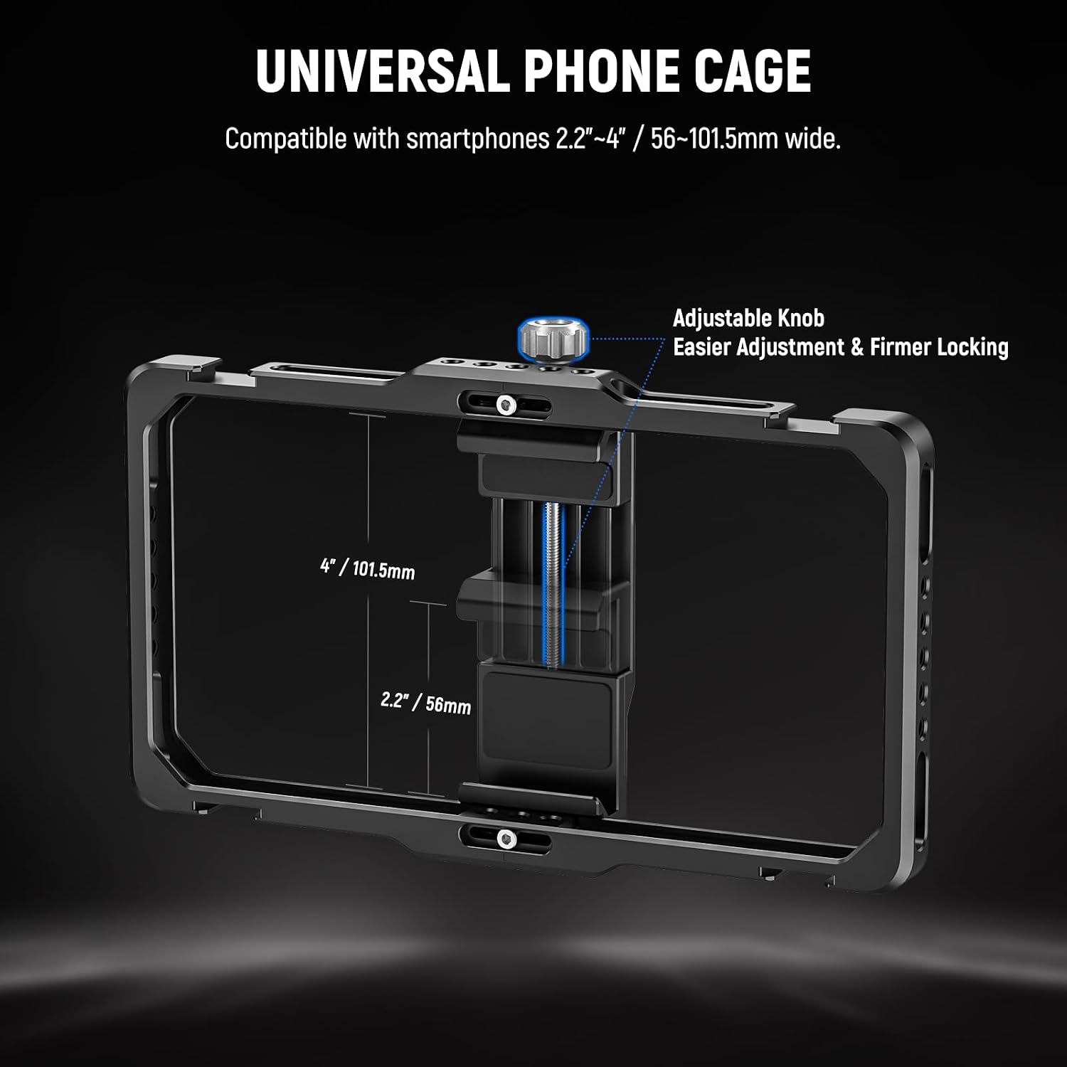 Detalle de NEEWER gabbia per telefono PA009E con maniglie laterali e scatto Bluetooth
