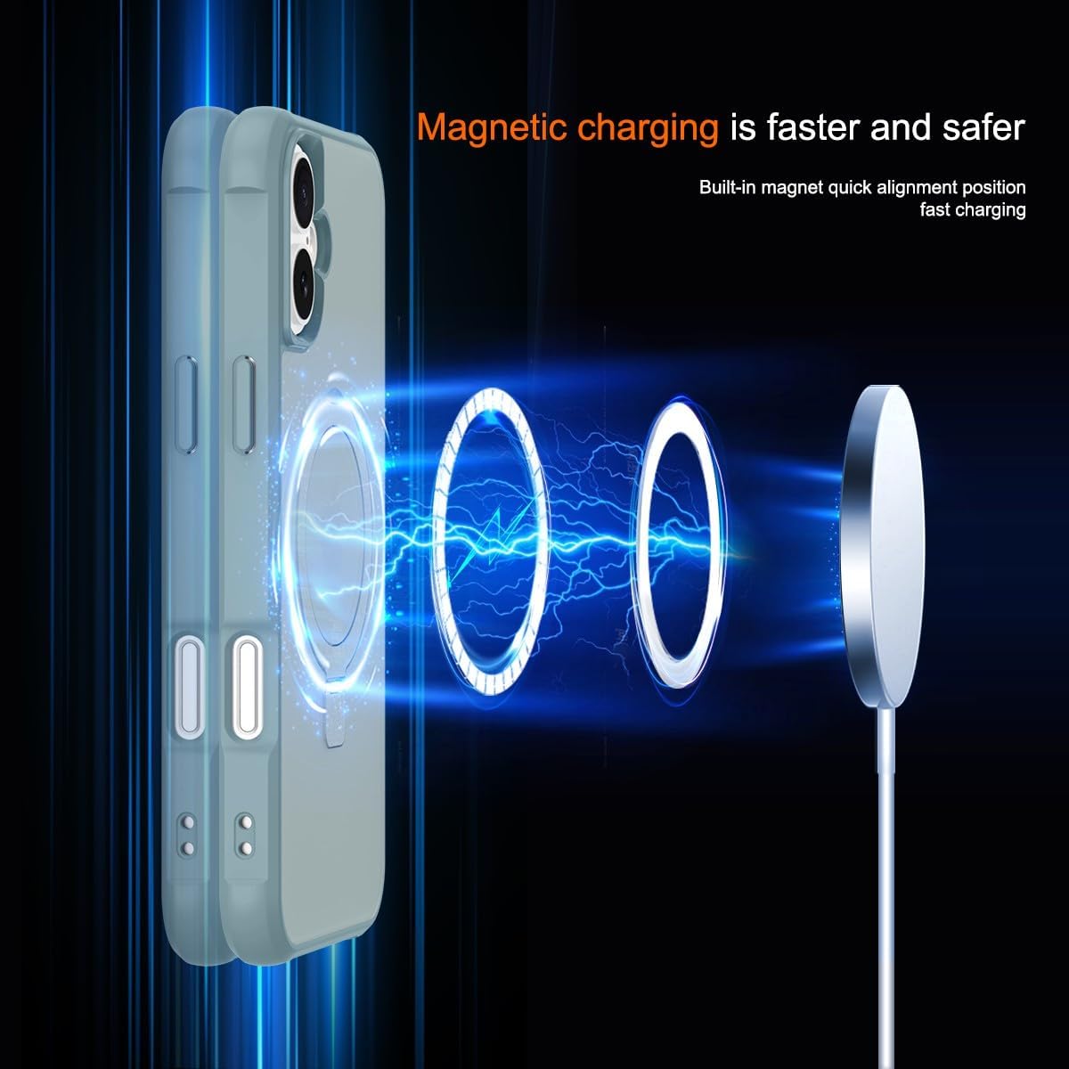 Thumbnail 2 de CHAOFEnG Magnetic Case for iPhone 17 with Stand — Teal Green, Military-Grade Protection