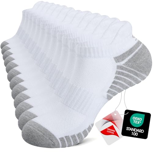 Detalle de TANSTC Men's Running Trainer Ankle Socks – Anti-Blister Cushioned, 6 Pairs