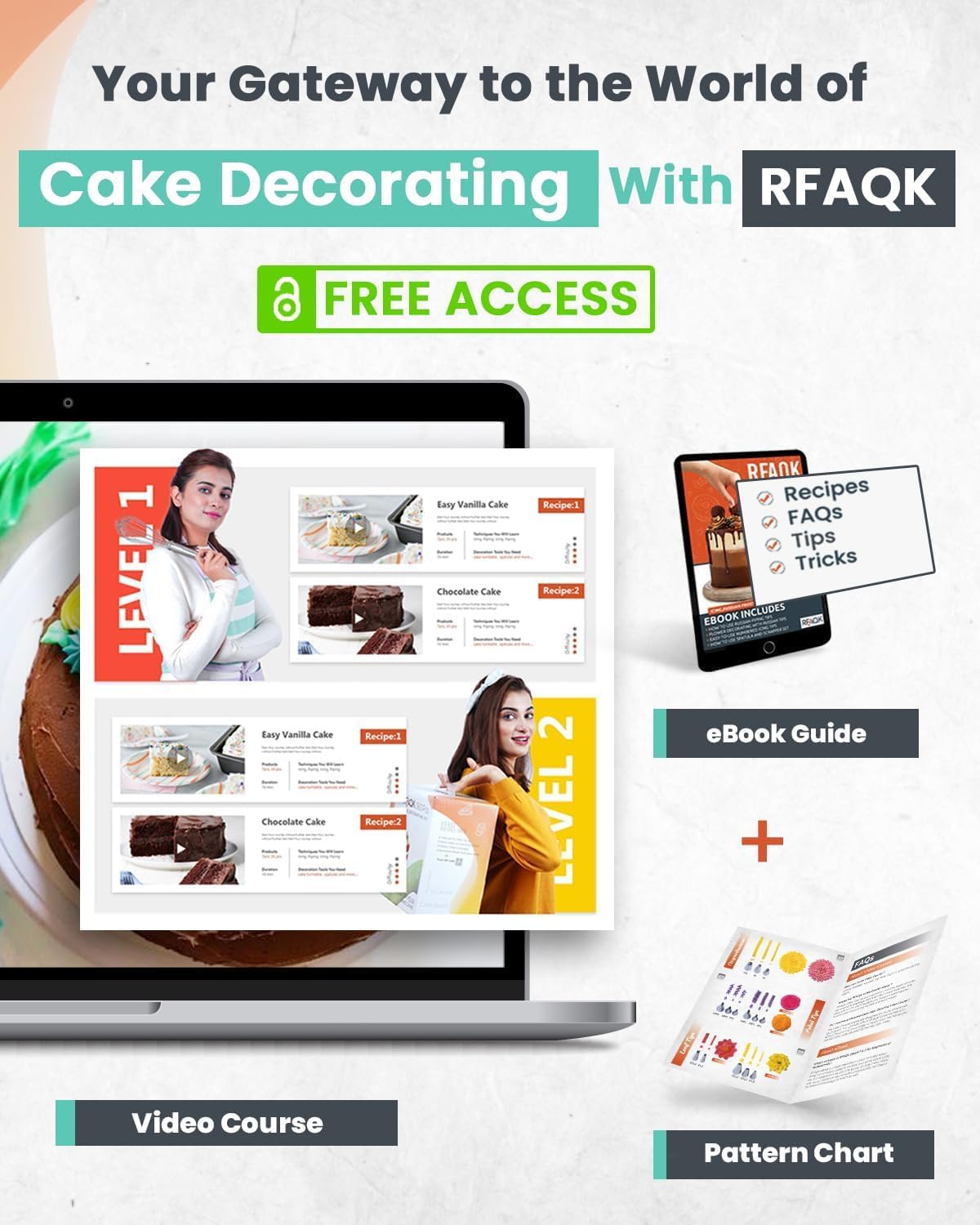 Detalle de RFAQK 65‑Piece Cake Decorating Kit with Turntable and E‑Book