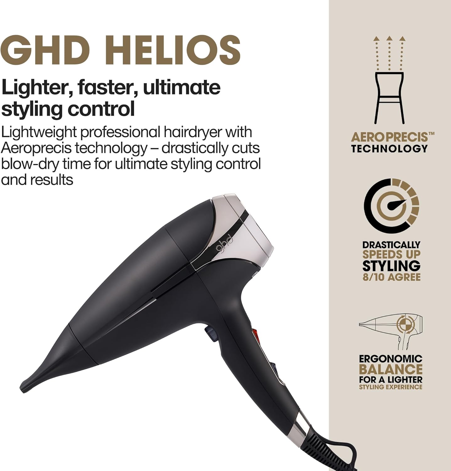 Thumbnail 2 de ghd Helios Professional Hair Dryer (UK Plug) – lightweight, fast styling with ultimate control