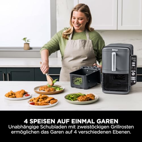 Detalle 2 de Ninja Double Stack XL Heißluftfritteuse – 9,5 L, 4 Ebenen, Grau