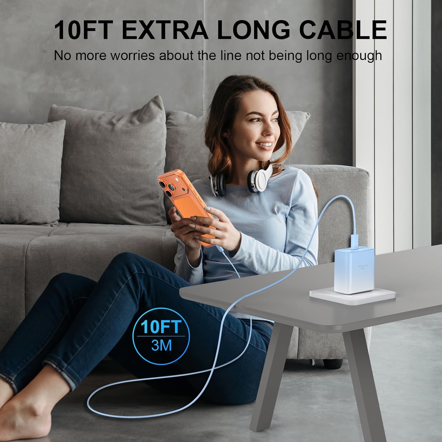 Thumbnail 6 de Phone 16 Pro Max Charger Fast Charging – 45W USB-C Block + 10ft Cable