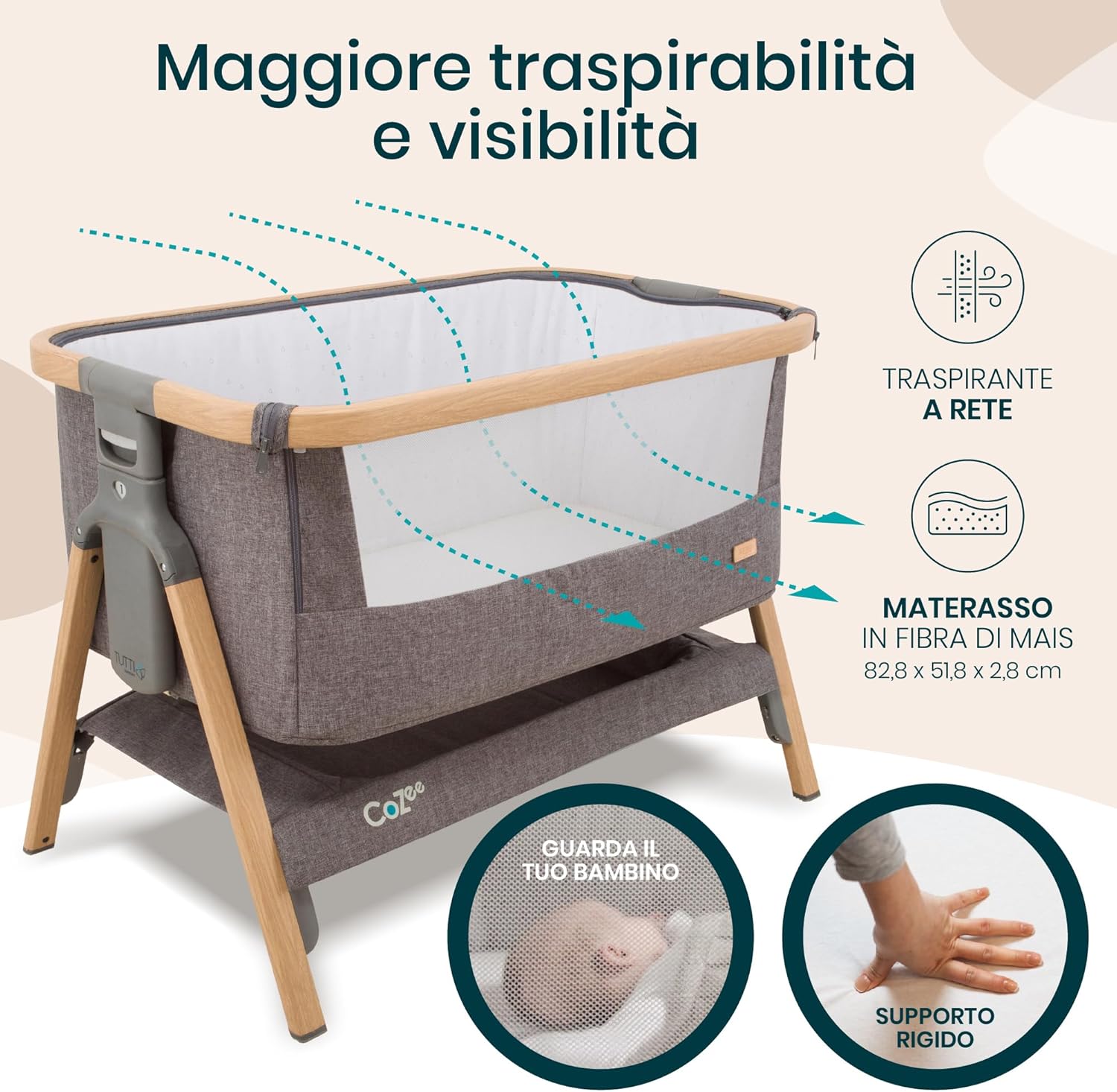 Thumbnail 5 de Tutti Bambini CoZee® 2-in-1 Culla Neonato e Culla Co-sleeping: sicurezza, versatilità e design per 0–6 mesi