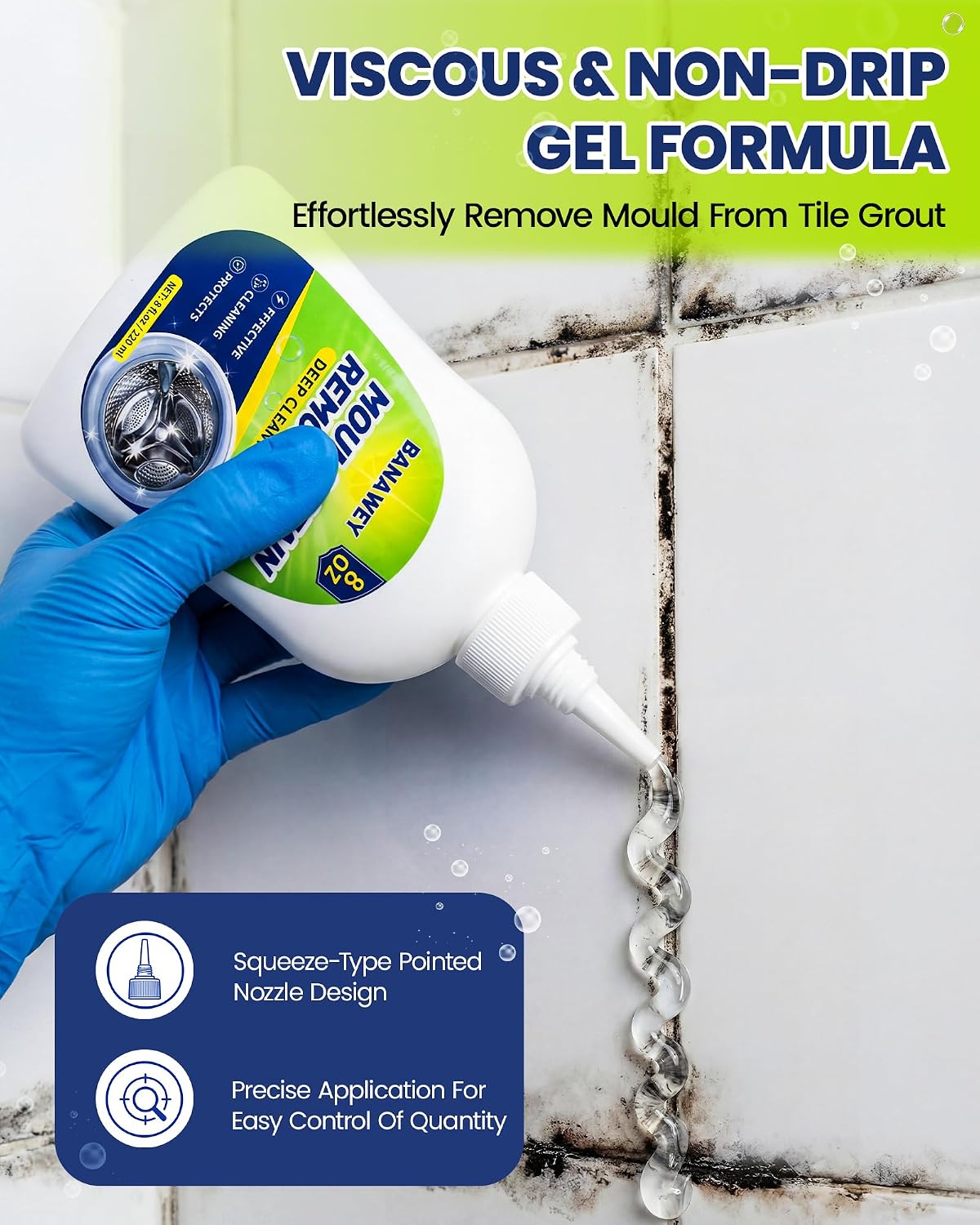 Detalle 1 de Banawey MSR001A Mould Remover Gel, 220 ml with Brush and Precision Tip