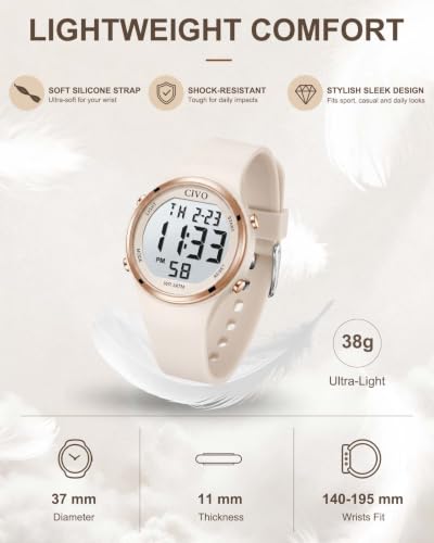 Thumbnail 7 de CIVO orologio digitale sportivo da donna, cinturino in silicone, 3 ATM