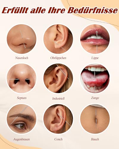 Detalle de LOLIAS Piercing Kugel Aufdreher Zange – Wechsel-Set für Ohrpiercings (16G/18G) aus Edelstahl