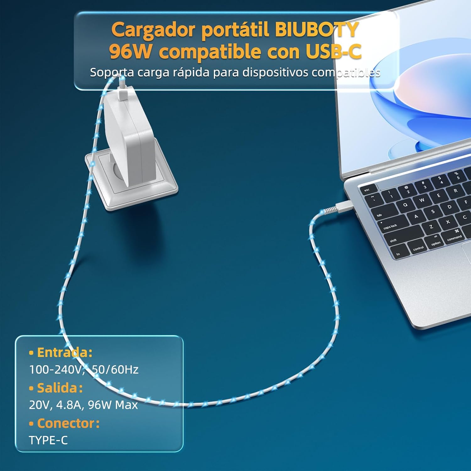 Detalle 2 de BIUBOTY Cargador 96W USB C para MacBook
