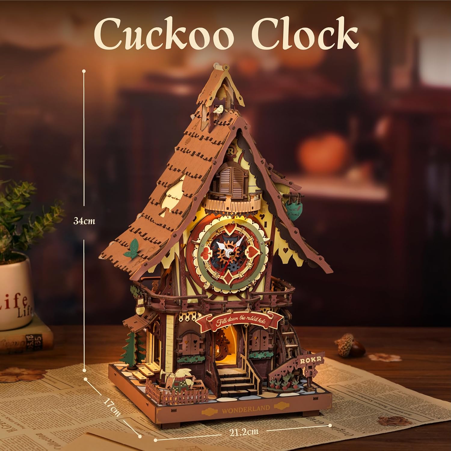 Detalle de ROKR LC901C cuckoo clock 8‑hour wooden kit