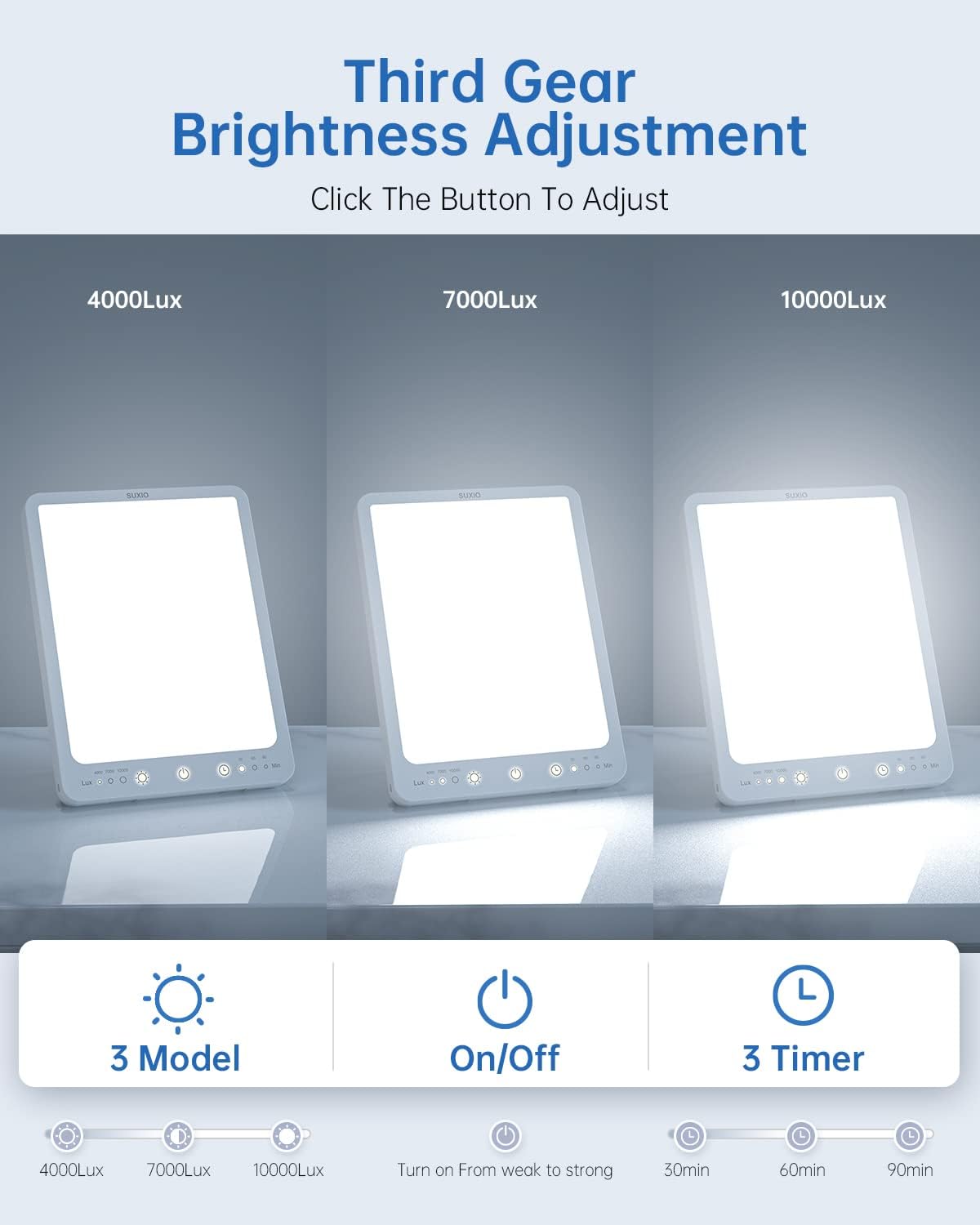 Thumbnail 1 de SUXIO HappyLamp-1 Light Therapy Lamp, 10,000 Lux, 3 Modes & Touch Control