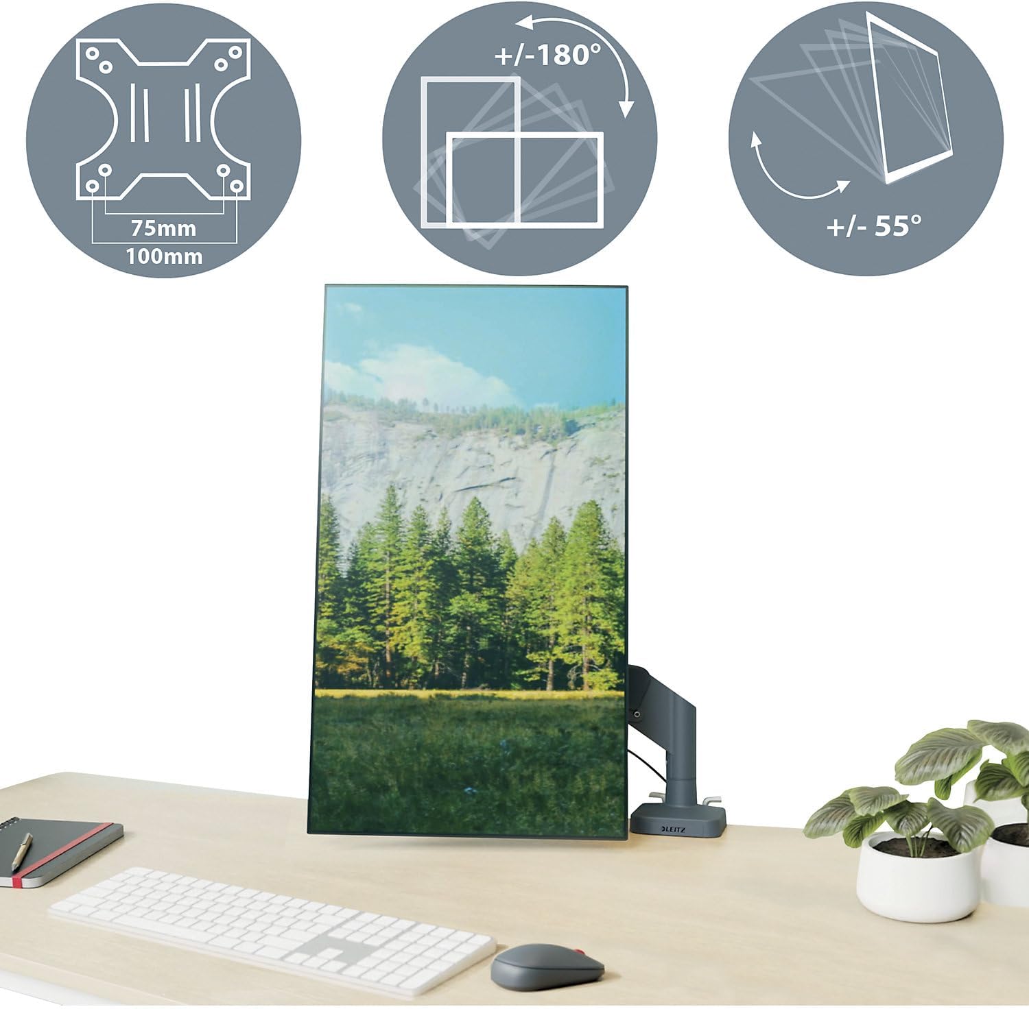 Thumbnail 6 de Leitz Ergo Braccio Singolo per Monitor a molla – supporto fino a 32'', 9 kg, grigio scuro
