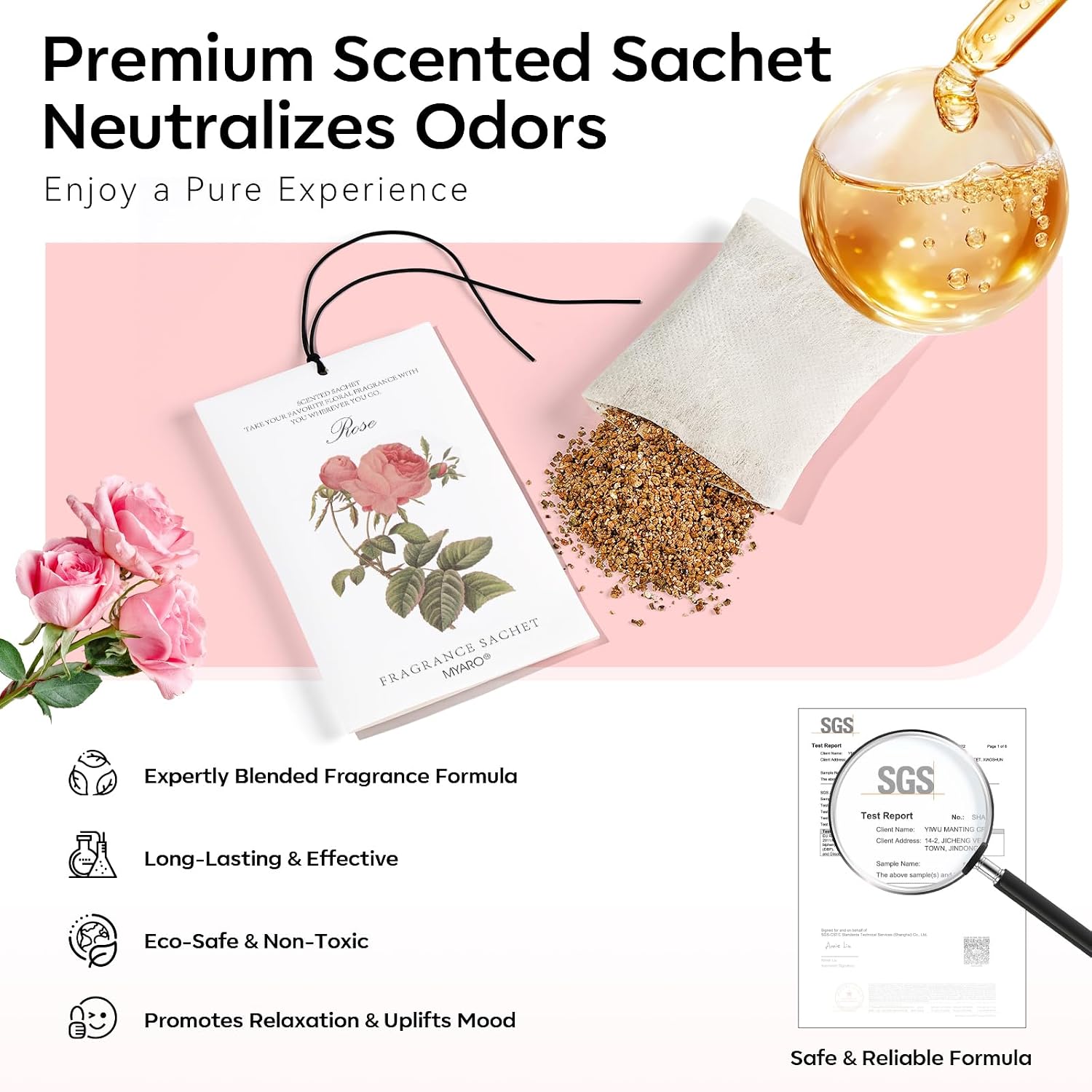 Detalle 2 de MYARO Rose Scented Sachets 12-Pack โ Room Freshener ๐