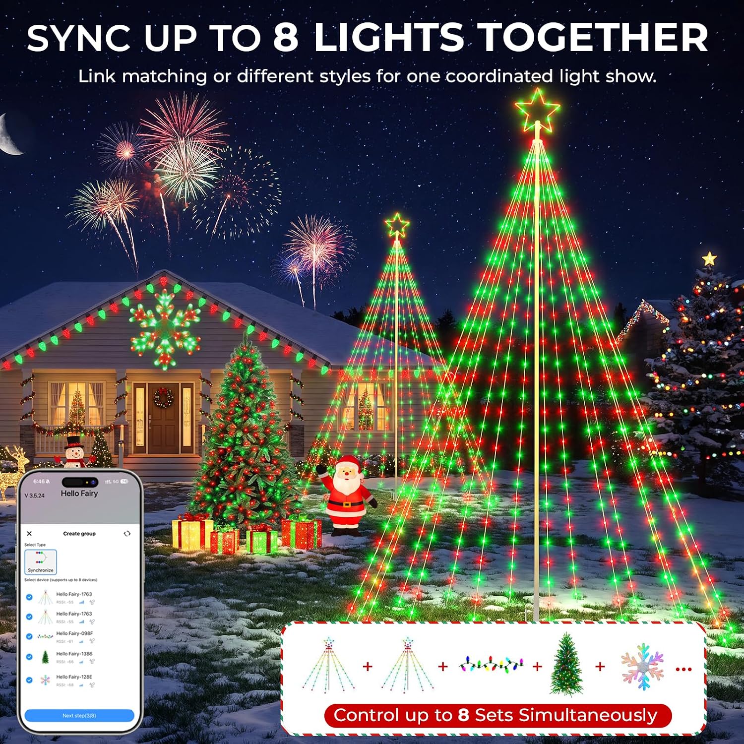 Thumbnail 6 de Avatar Controls BESL92 12 ft Smart Flagpole Christmas Tree Lights, 488 RGB LEDs