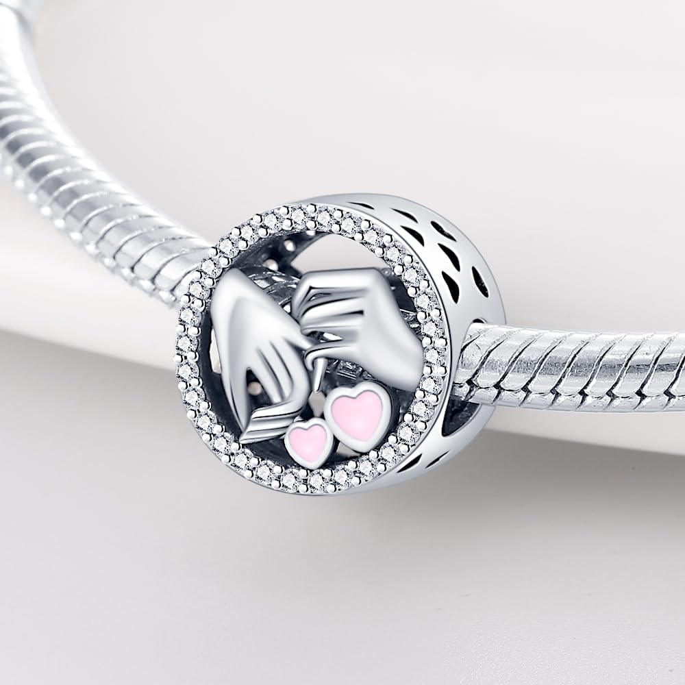 Detalle de TINSLO Charm Anhänger aus 925er Sterling Silber mit Zirkonia – kompatibel mit europäischen Armband- & Ketten-Charm-Systemen