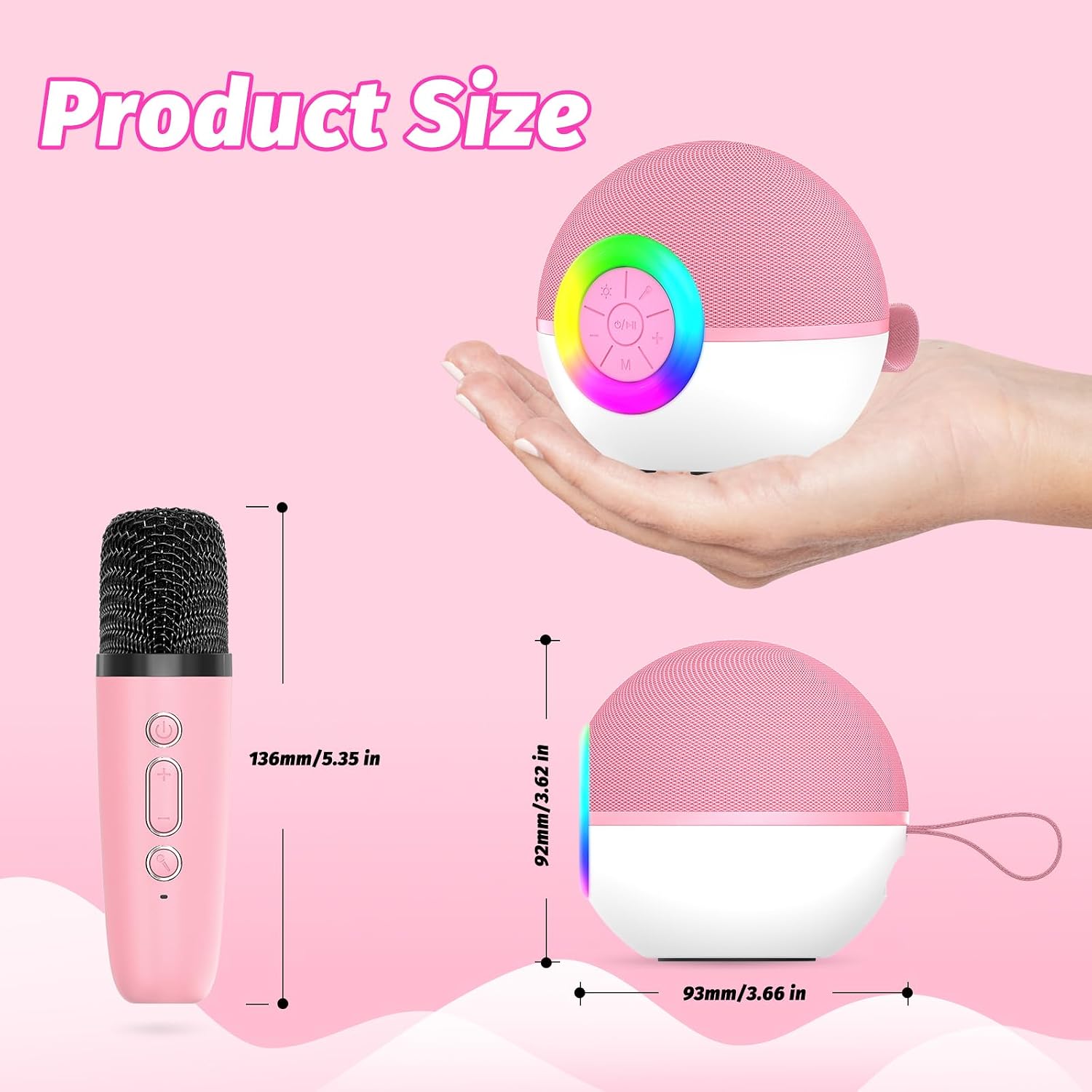 Thumbnail 2 de goopow T97 Mini Karaoke Machine with Bluetooth, Wireless Mics and LED Lights