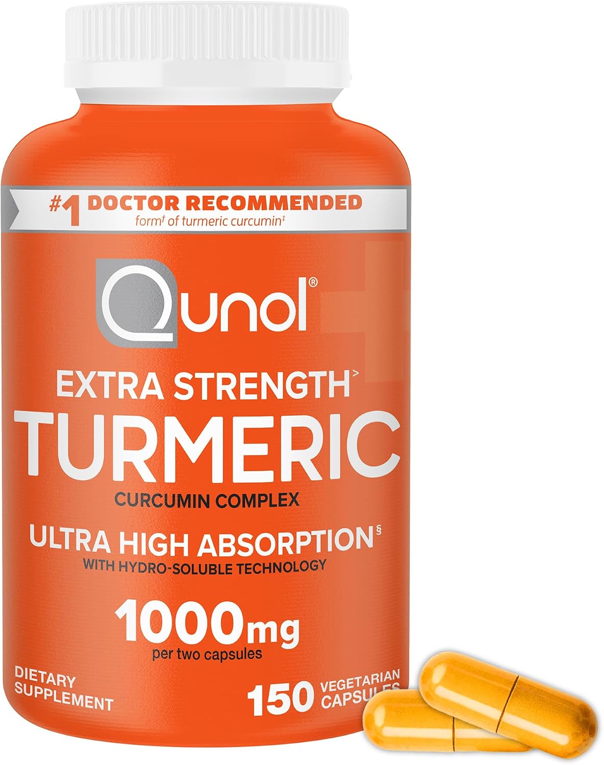 Detalle de Qunol 990323076 Turmeric Curcumin 1000 mg, 150-Capsule Supplement