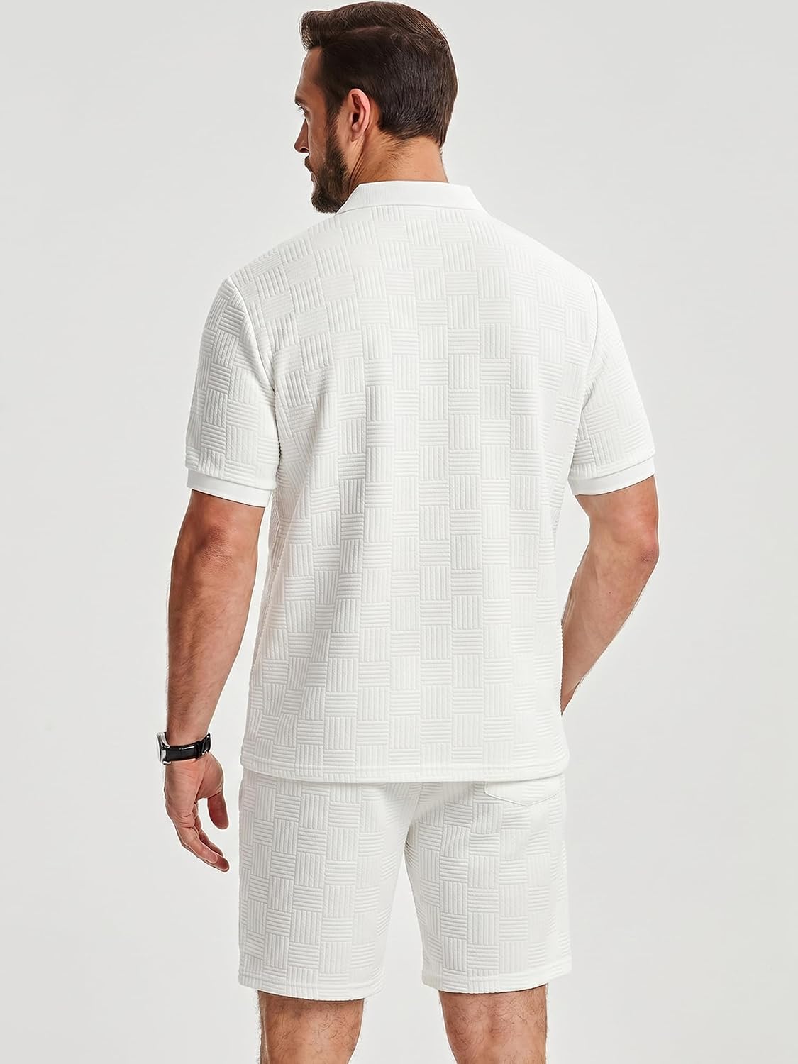 Detalle de JMIERR Jogginganzug Herren Set – 2-Teiliges Sommer Trainingsanzug, Polo Shirt + Baggy Shorts