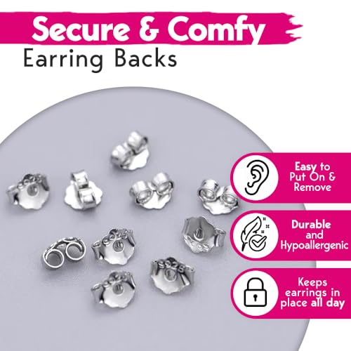 Detalle 2 de 925 Sterling Silver Butterfly Earring Backs for Studs – 8pcs/4 Pairs by The Bead Shop