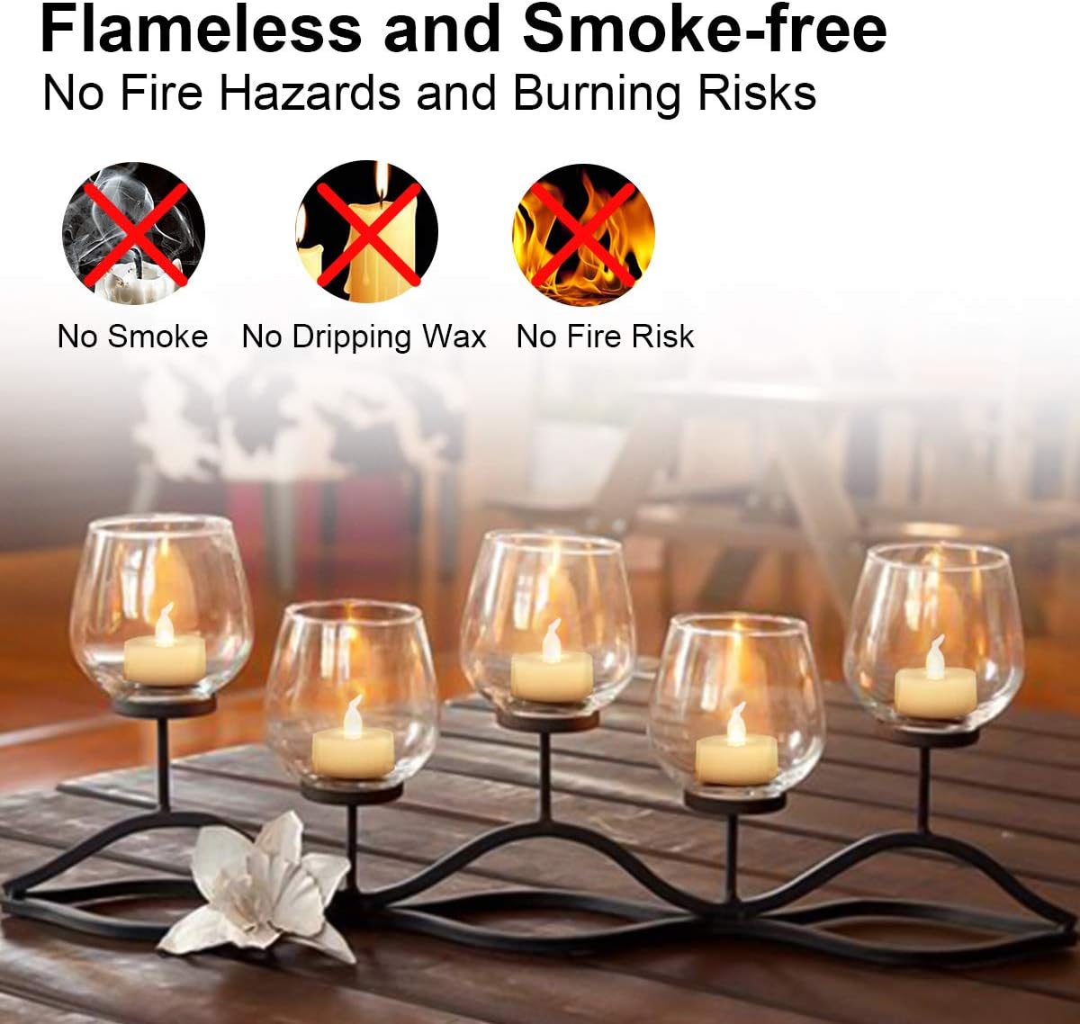 Thumbnail 4 de Jialine 12 Pack Flickering LED Tea Lights 200+