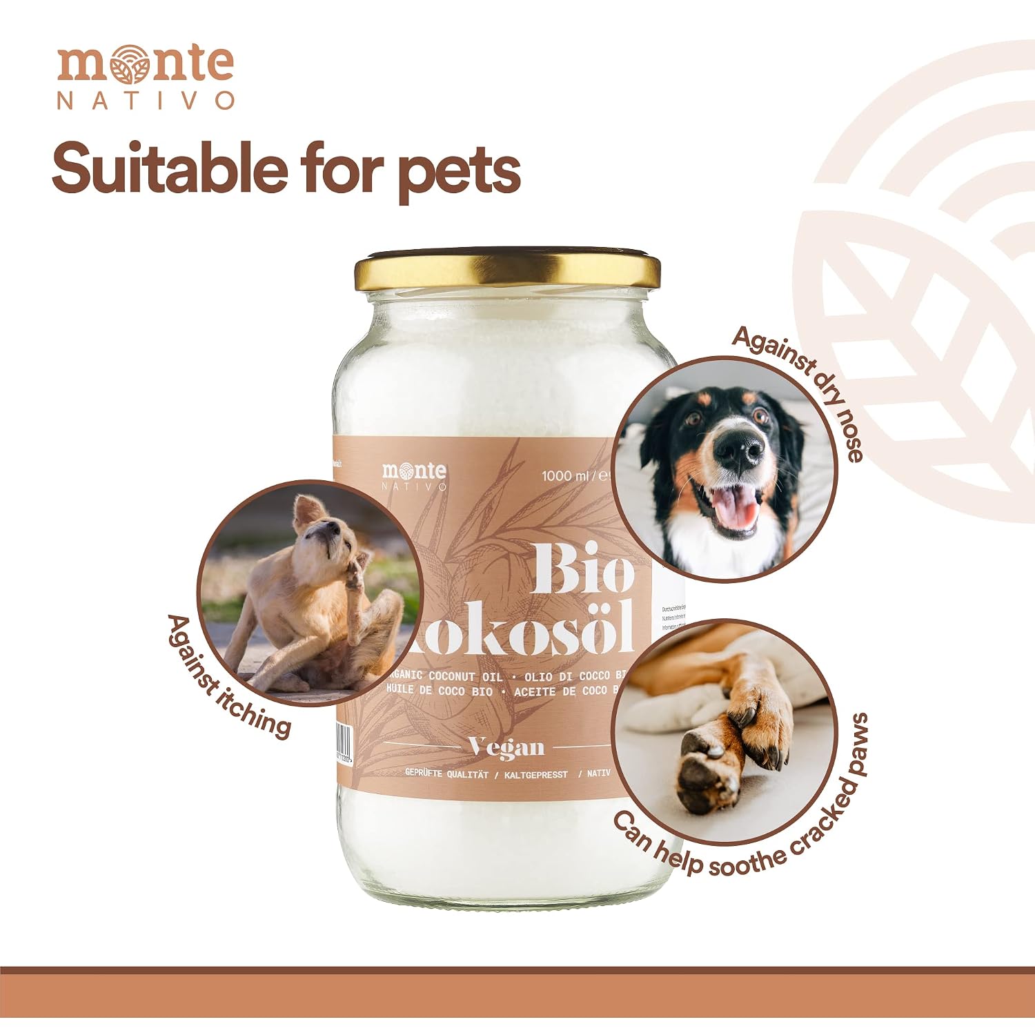 Detalle 2 de MonteNativo Bio Kokosöl – 3 x 1000 ml: kaltgepresst, roh & naturrein