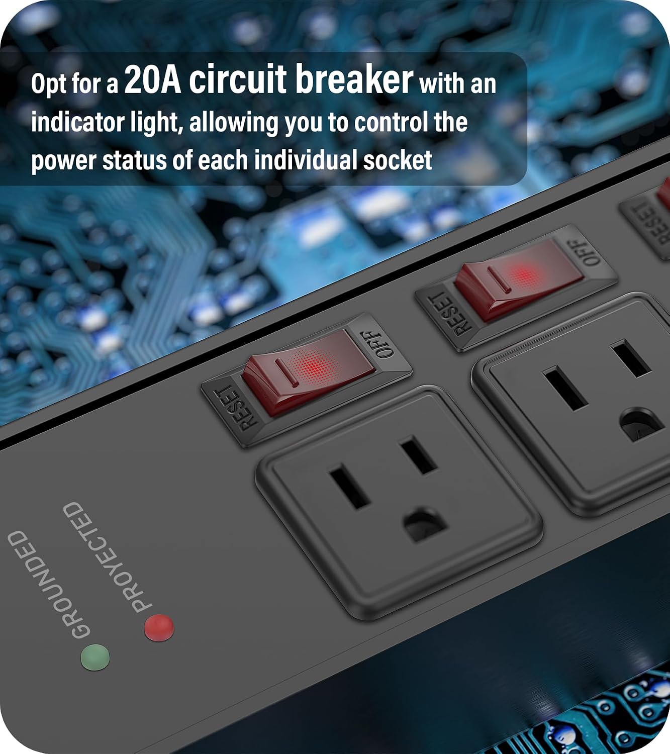 Detalle de CCCEI Surge Protector Power Strip with 25-Foot Cord