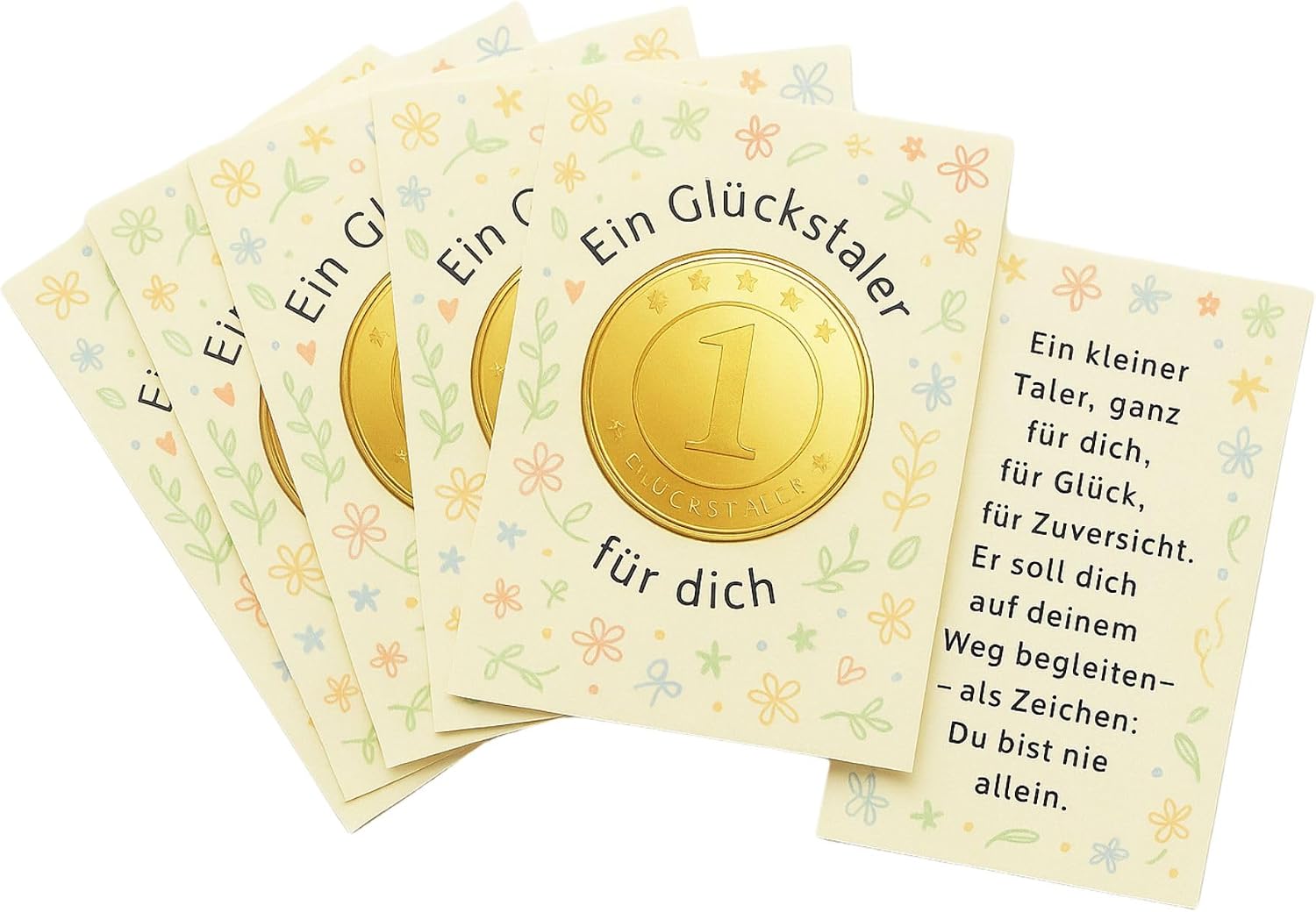 Detalle de Milaboo Glücksmünze mit Karte – lyckomynt i metall med regnbågsmotiv, 6-pack