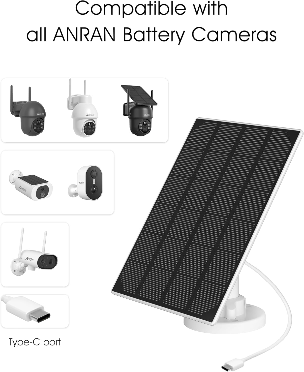 Detalle de ANRAN ATYN9277 3W Solar Panel with 3M Cable and Adjustable Mount