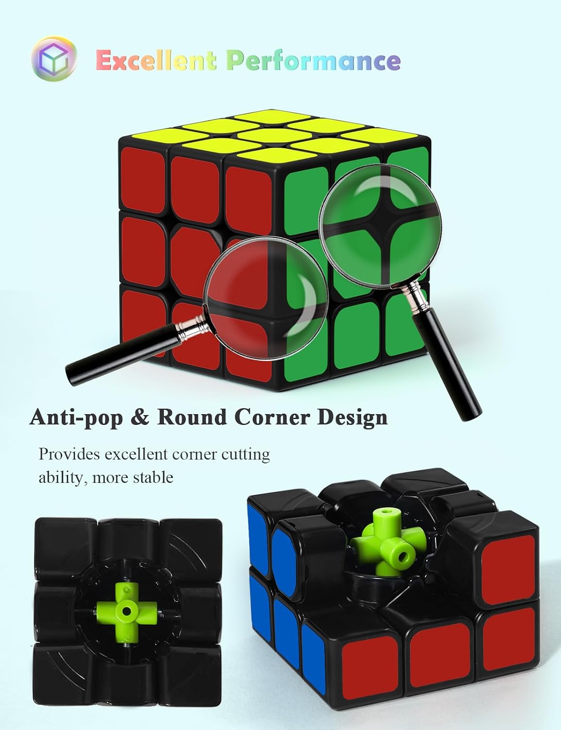 Detalle de ROXENDA Speed Cube Set (2x2 / 3x3) – Original Fast Cube with Instruction (Sticker)