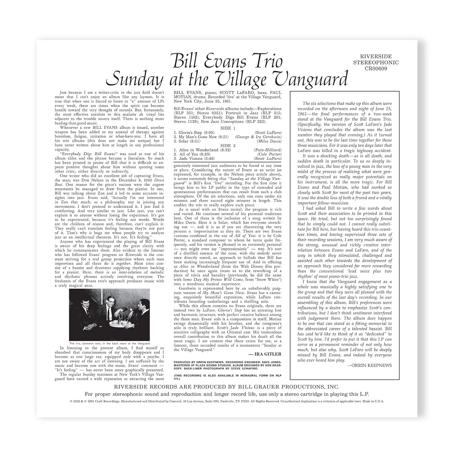 Thumbnail 1 de Sunday at the Village Vanguard — Édition Standard par Craft Recordings