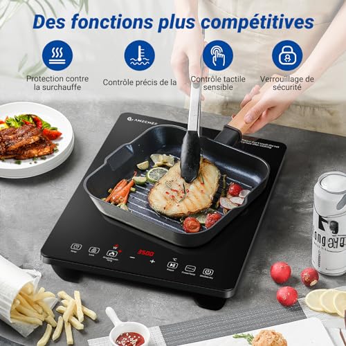 Thumbnail 4 de AMZCHEF Plaque à Induction 3500W à double anneau — contrôle précis et sécurité renforcée